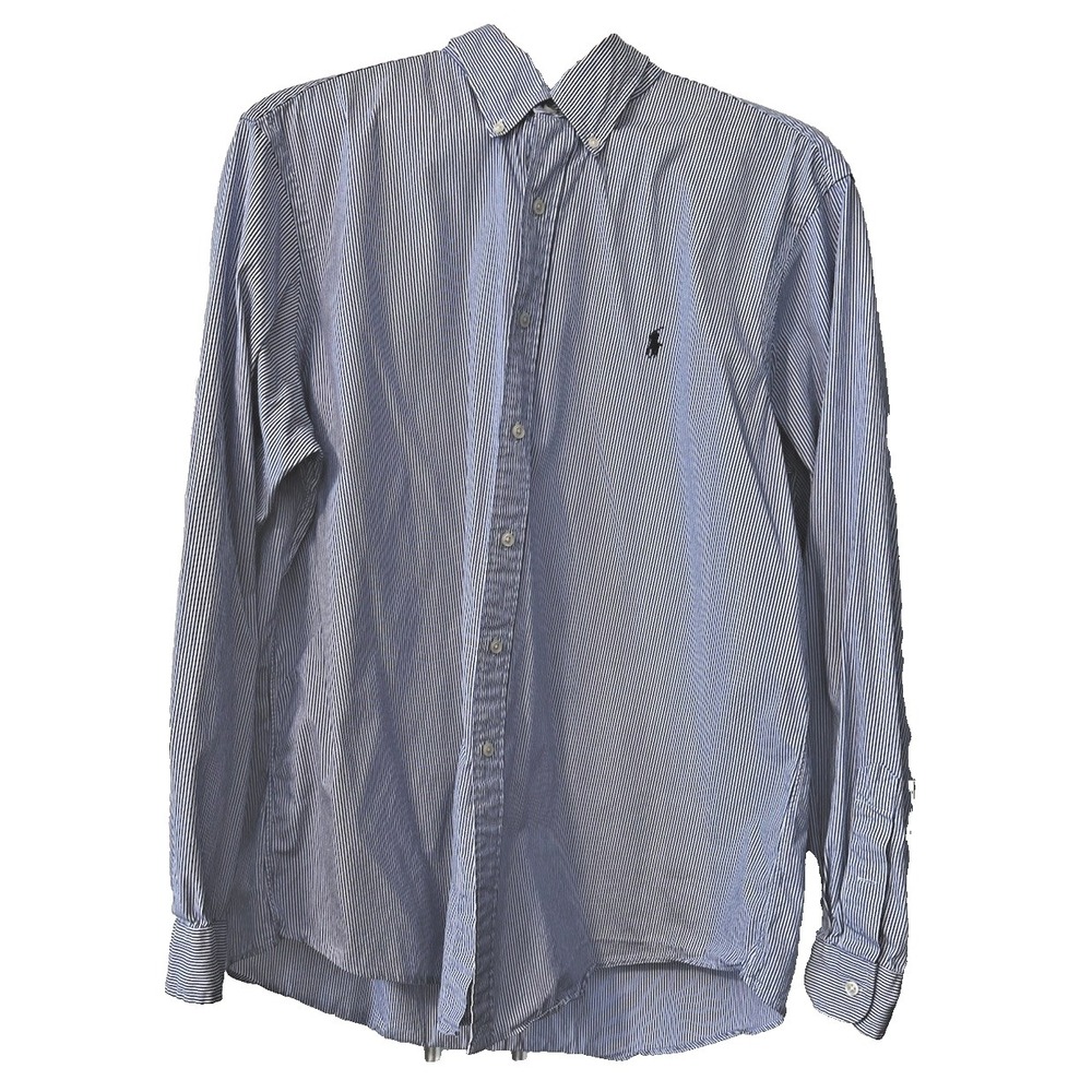 Ralph Lauren Button Up Long Sleeve Shirt XL Striped Blue Preppy